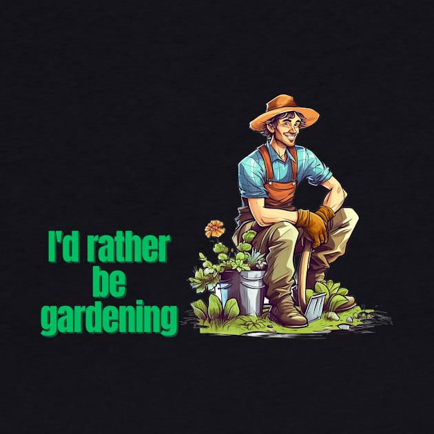 Cartoon design of a male gardener with humorous saying by CPT T's